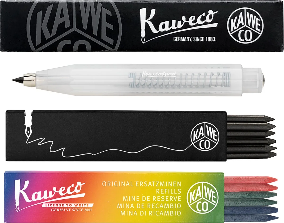 Vulpotlood 3,2 - Frosted Sport - Coconut (Natural) - Met doosje vullingen Zwart - Doosje vullingen 3 kleur by Kaweco in Transparent – product photo