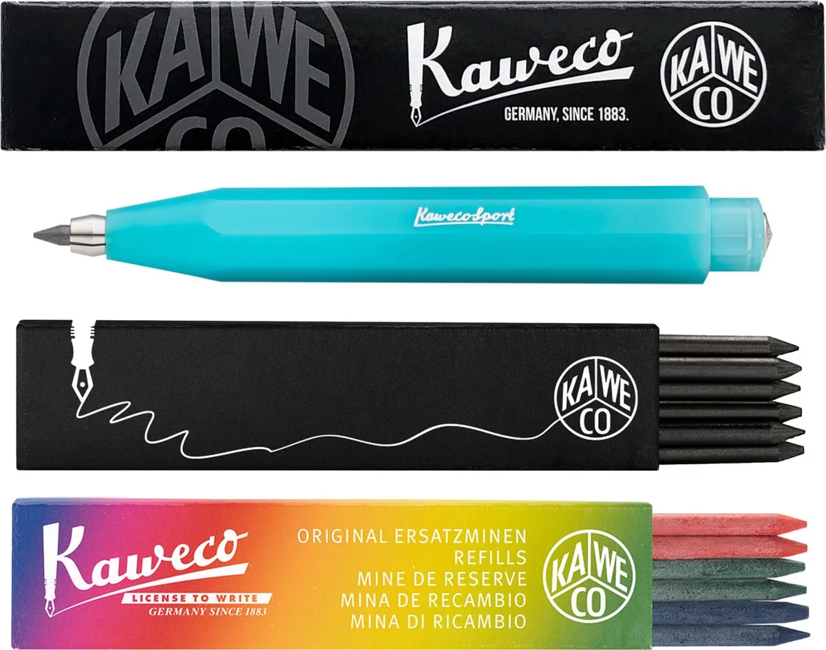 Vulpotlood 3,2 - Frosted Sport - Light Blueberry - Met doosje vullingen Zwart - Doosje vullingen 3 kleur van Kaweco in Blauw – productfoto
