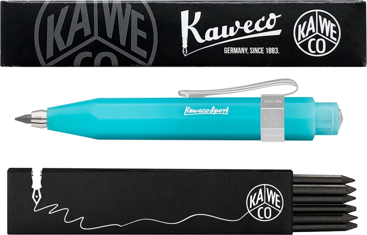 Vulpotlood 3,2 - Frosted Sport - Nostalgic Octagonal Clip Chrome - Light Blueberry - Met doosje vullingen by Kaweco in Blue – product photo