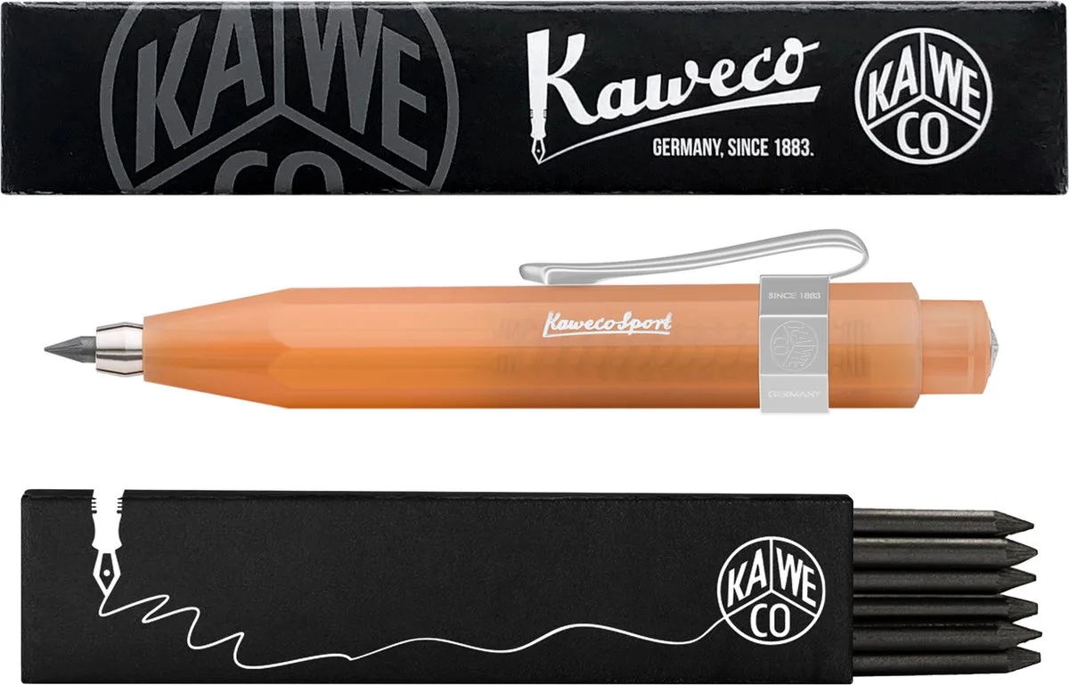 Vulpotlood 3,2 - Frosted Sport - Nostalgic Octagonal Clip Chrome - Soft Mandarin - Met doosje vullingen by Kaweco in Orange – product photo