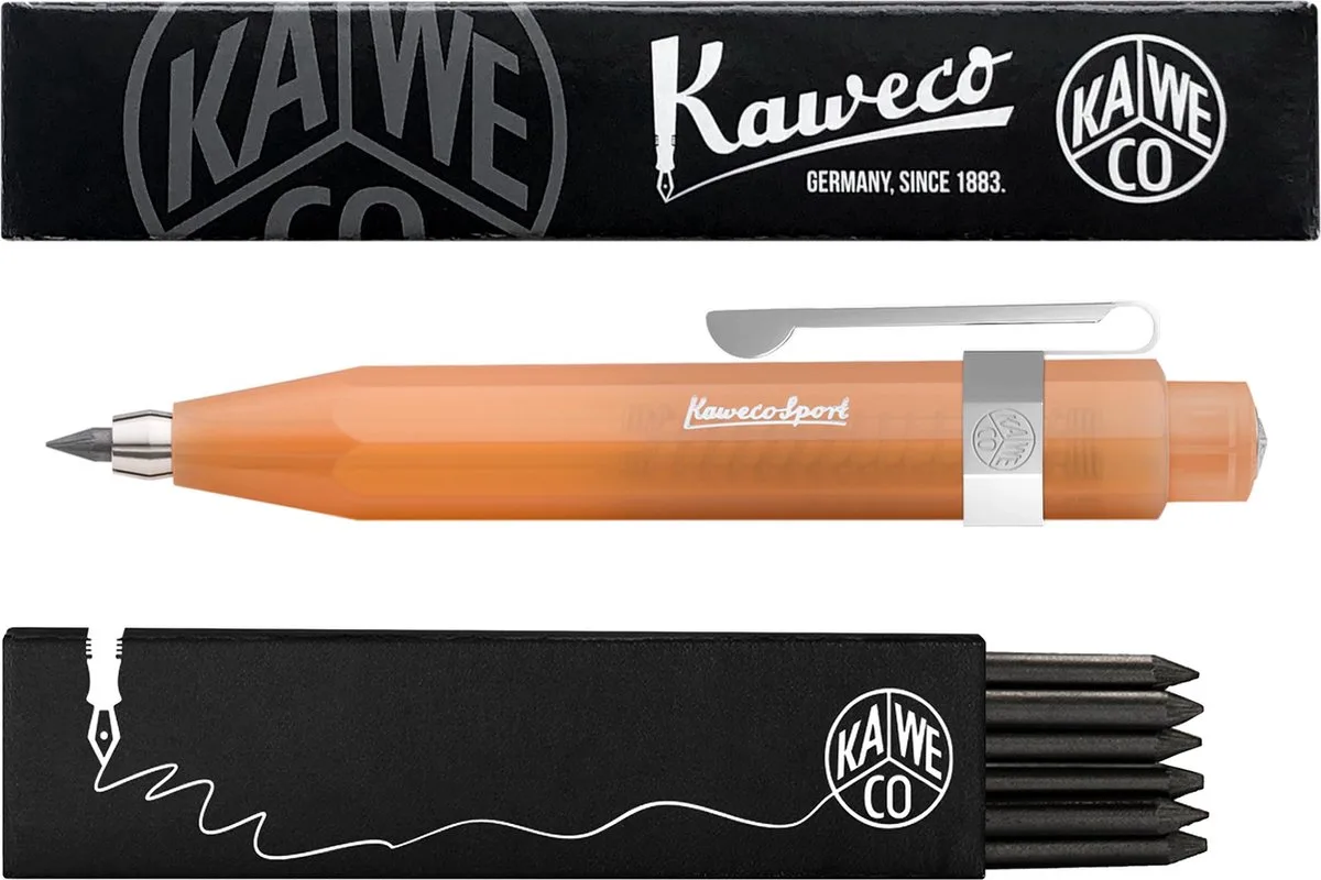 Vulpotlood 3,2 - Frosted Sport - Oktogonal Clip Chrome - Soft Mandarin - Met doosje vullingen by Kaweco in Orange – product photo