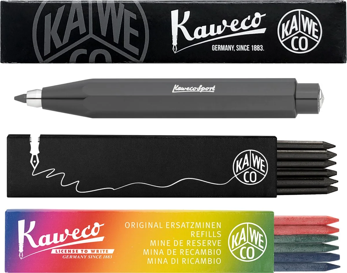 Vulpotlood 3,2 - Skyline Sport - Grey - Met doosje vullingen Zwart - Doosje vullingen 3 kleur by Kaweco in Grey – product photo