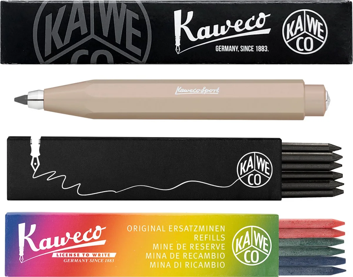 Vulpotlood 3,2 - Skyline Sport - Macchiato - Met doosje vullingen Zwart - Doosje vullingen 3 kleur van Kaweco in Bruin – productfoto