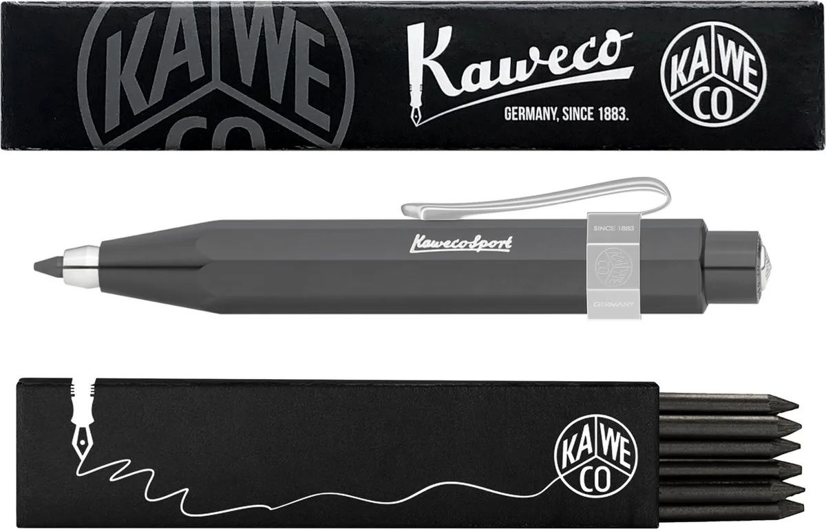 Vulpotlood 3,2 - Skyline Sport - Nostalgic Octagonal Clip Chrome - Grey - Met doosje vullingen van Kaweco in Grijs – productfoto