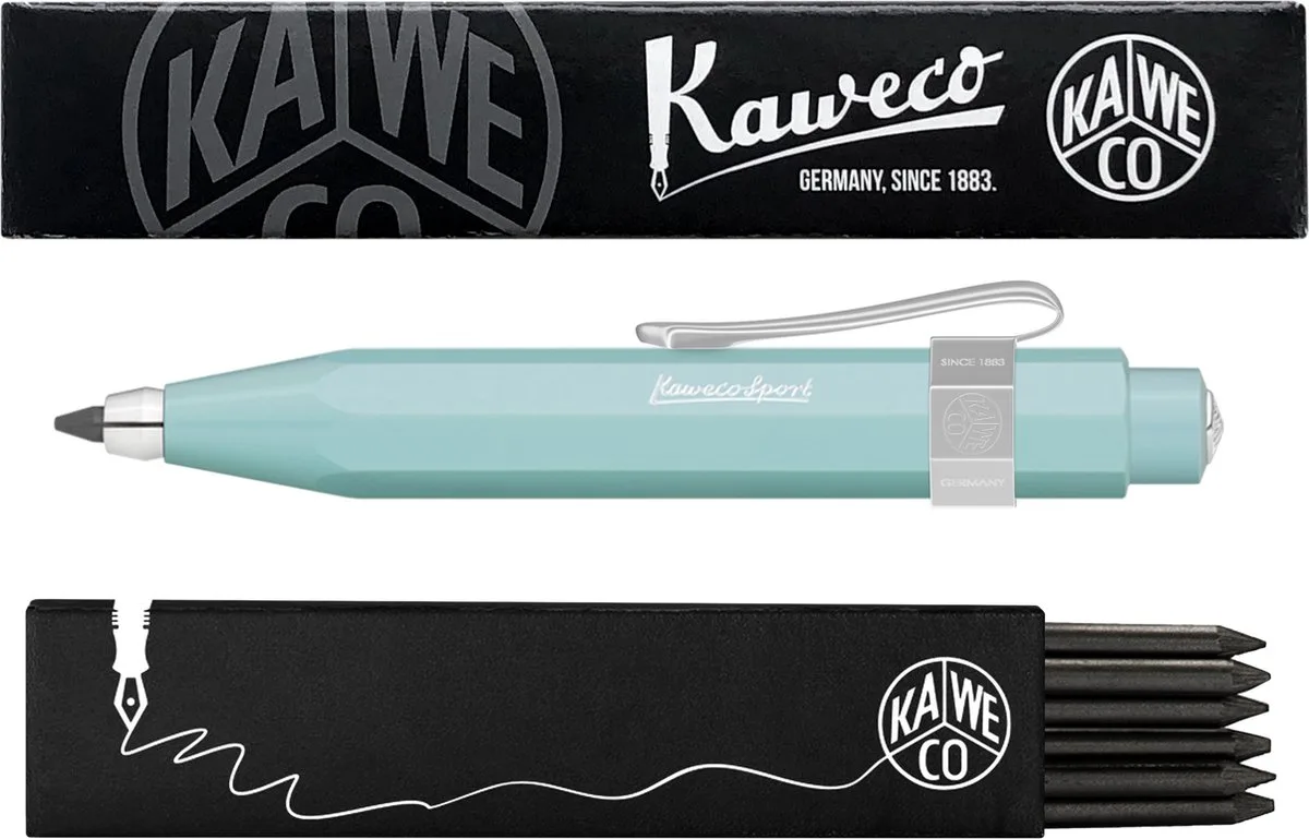 Vulpotlood 3,2 - Skyline Sport - Nostalgic Octagonal Clip Chrome - Met doosje vullingen van Kaweco in Mint – productfoto