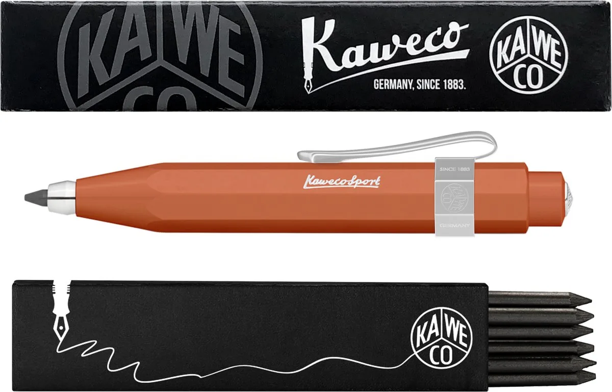 Vulpotlood 3,2 - Skyline Sport - Nostalgic Octagonal Clip Chrome - Fox (Roodbruin) - Met doosje vullingen van Kaweco in Bruin – productfoto