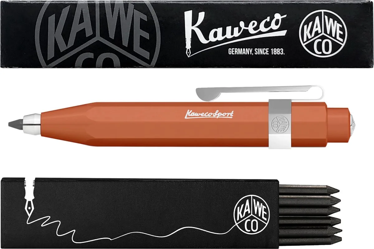 Vulpotlood 3,2 - Skyline Sport - Oktogonal Clip Chrome - Fox (Roodbruin) - Met doosje vullingen van Kaweco in Bruin – productfoto