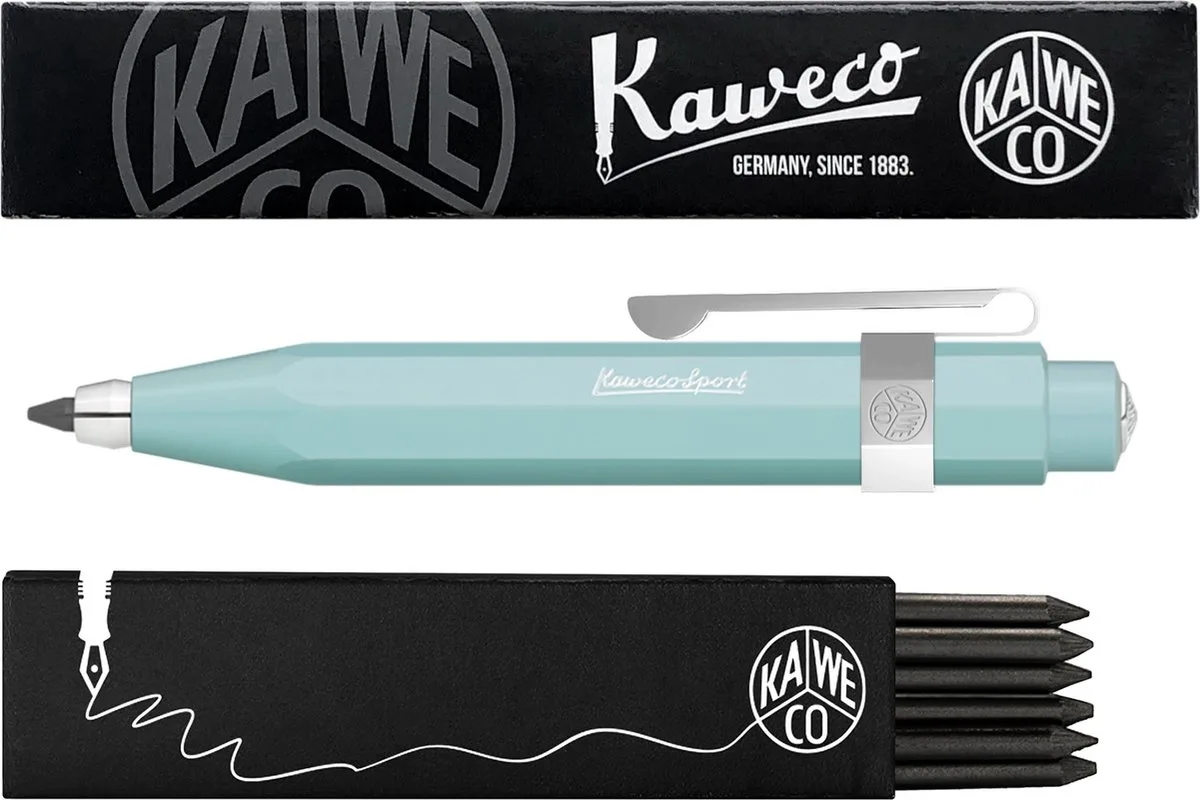 Vulpotlood 3,2 - Skyline Sport - Oktogonal Clip Chrome - Met doosje vullingen van Kaweco in Mint – productfoto
