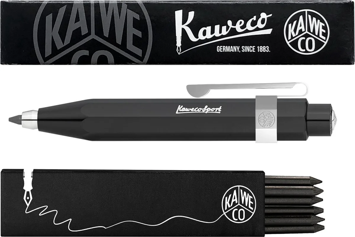 Vulpotlood 3,2 - Skyline Sport - Oktogonal Clip Chrome - Met doosje vullingen de Kaweco en Noir – photo produit