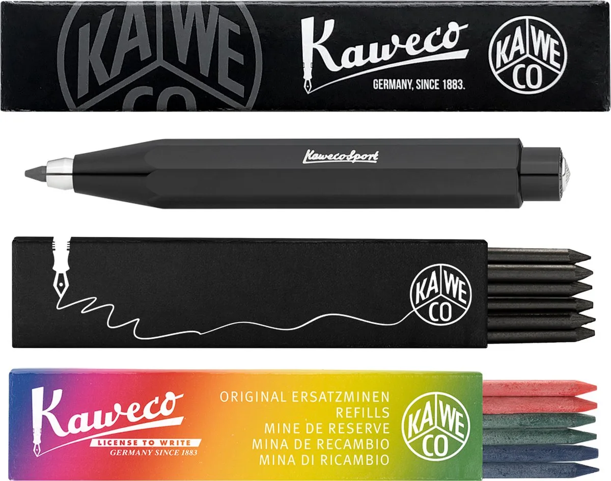 Vulpotlood 3,2 - Skyline Sport - Zwart - Met doosje vullingen Zwart - Doosje vullingen 3 kleur fra Kaweco i Sort – produktbillede