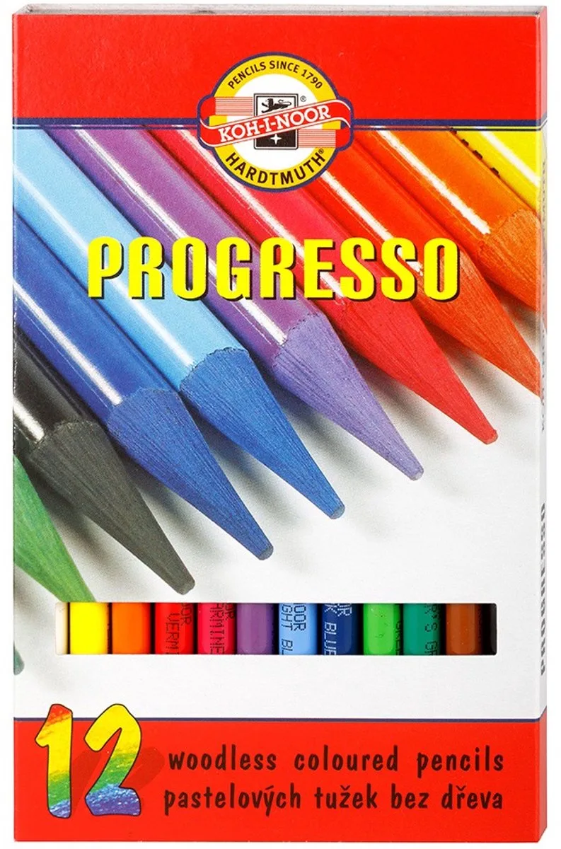kleurpotloden Progresso houtvrij set 12 kleuren creatief. fra Koh-i-noor i Multi-coloured – produktbillede