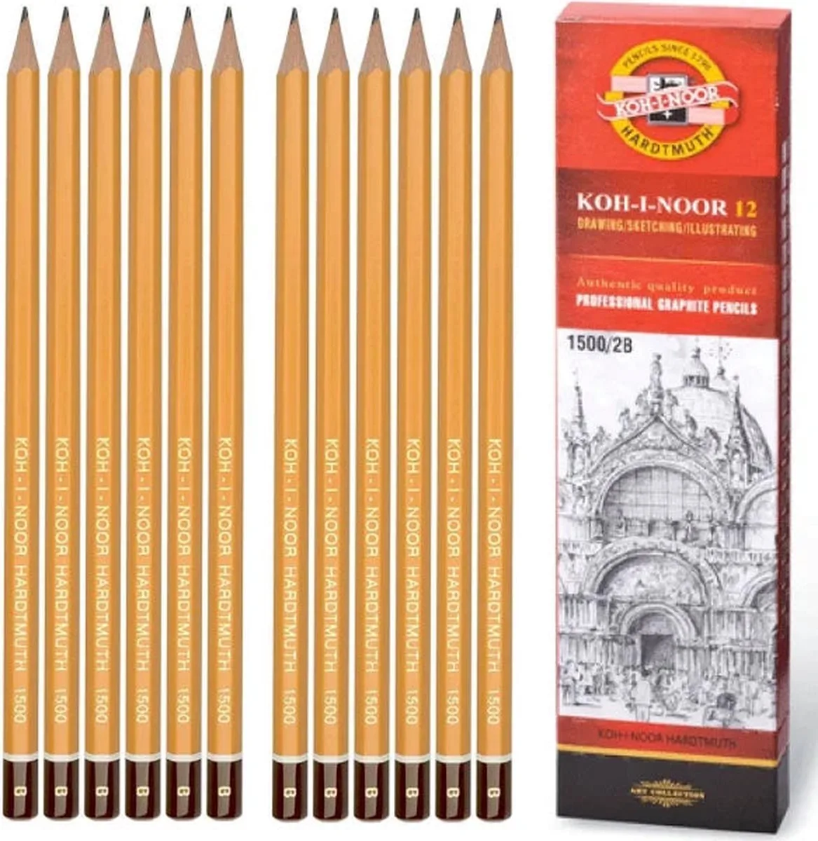Potlood Koh-I-Noor 1500 2H | 12 stuks de Koh-i-noor en Gris – photo produit