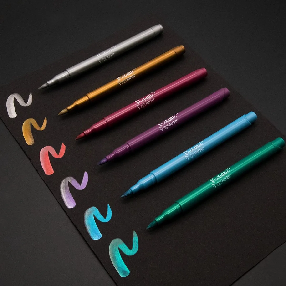 Brush tip marker - "Metallic Style" - set van 6 stuks - metallic kleuren van Kores in Metallic – productfoto