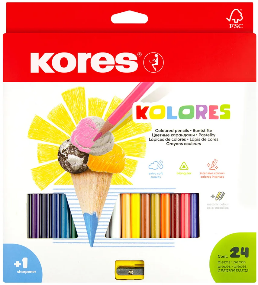 Dreikant-Buntstifte , Kolores, , 24er Karton-Etui van Kores – productfoto