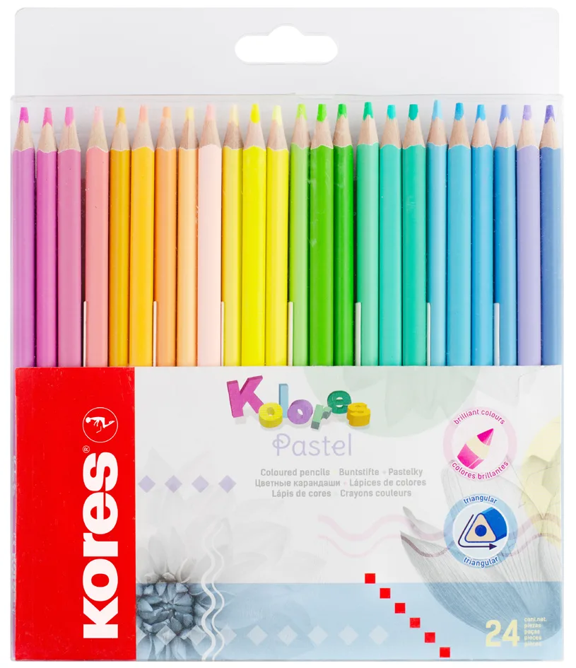 Dreikant-Buntstifte , Kolores Pastel, , 24er Kartonetui van Kores – productfoto