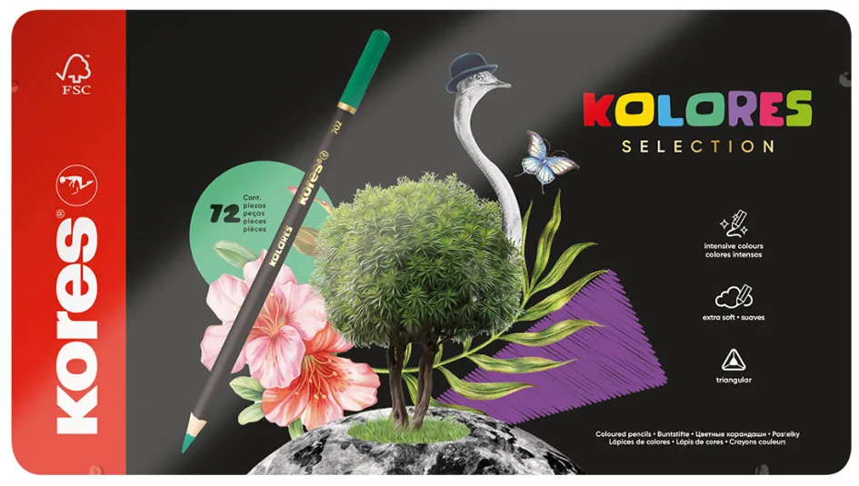 Dreikant-Buntstifte , KOLORES SELECTION, , 72er Etui van Kores – productfoto