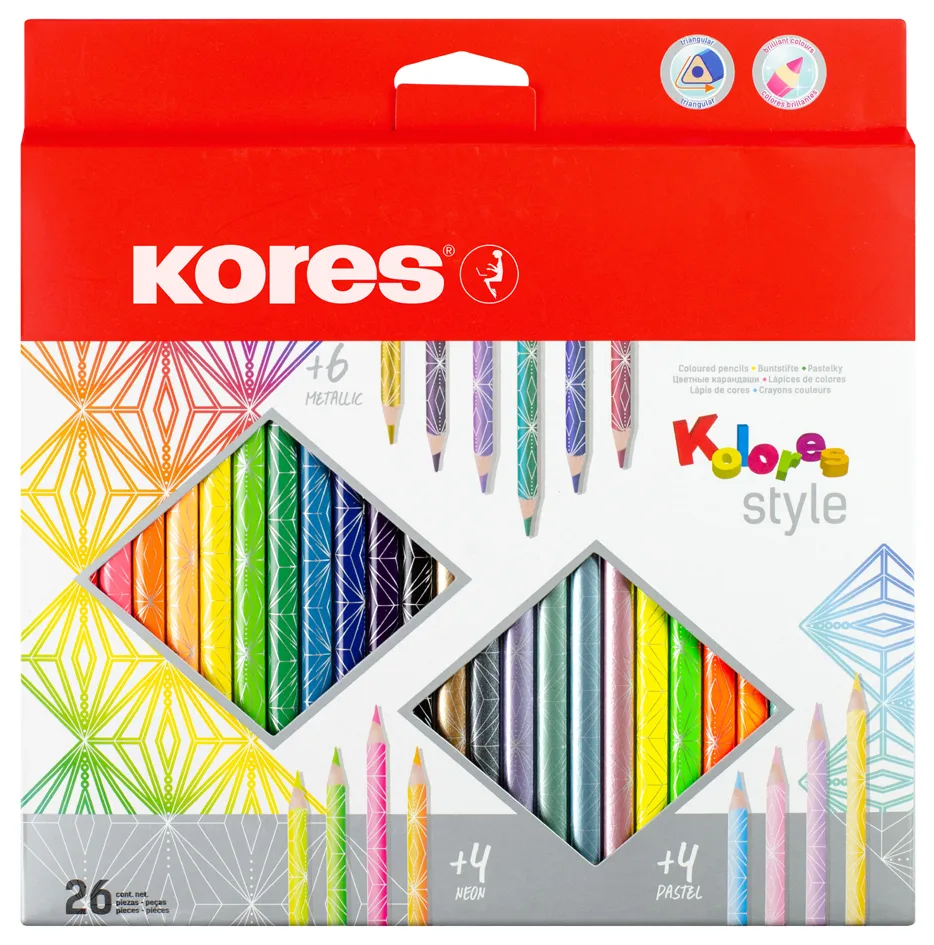 Dreikant-Buntstifte , Kolores Style, , 26er Kartonetui de Kores – photo produit