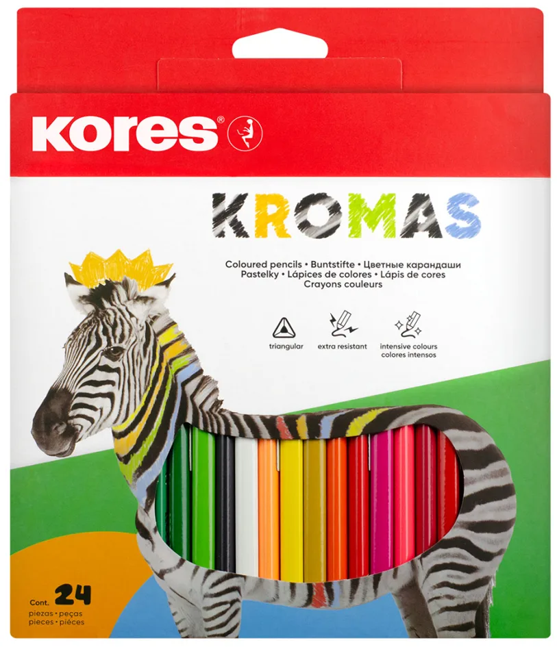 Dreikant-Buntstifte , Kromas, , 24er Karton-Etui van Kores – productfoto