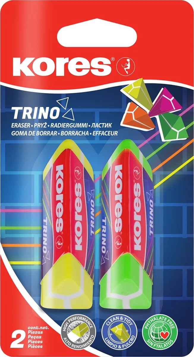 Gum - driehoekig "TRINO" - 2 neon kleuren by Kores in Kores – product photo