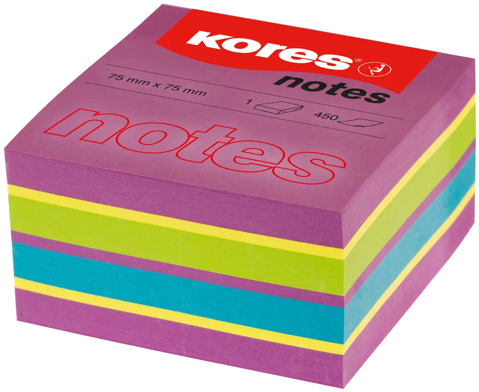 Haftnotizen Würfel , Spring, , 75 x 75 mm, 4-farbig von Kores – Produktfoto