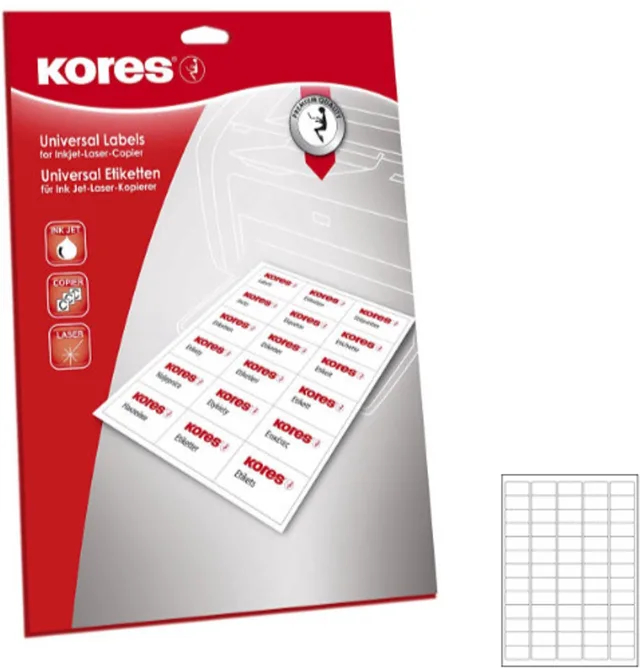 Koren 100 etiketten A4 wit 38.1x21.2mm.