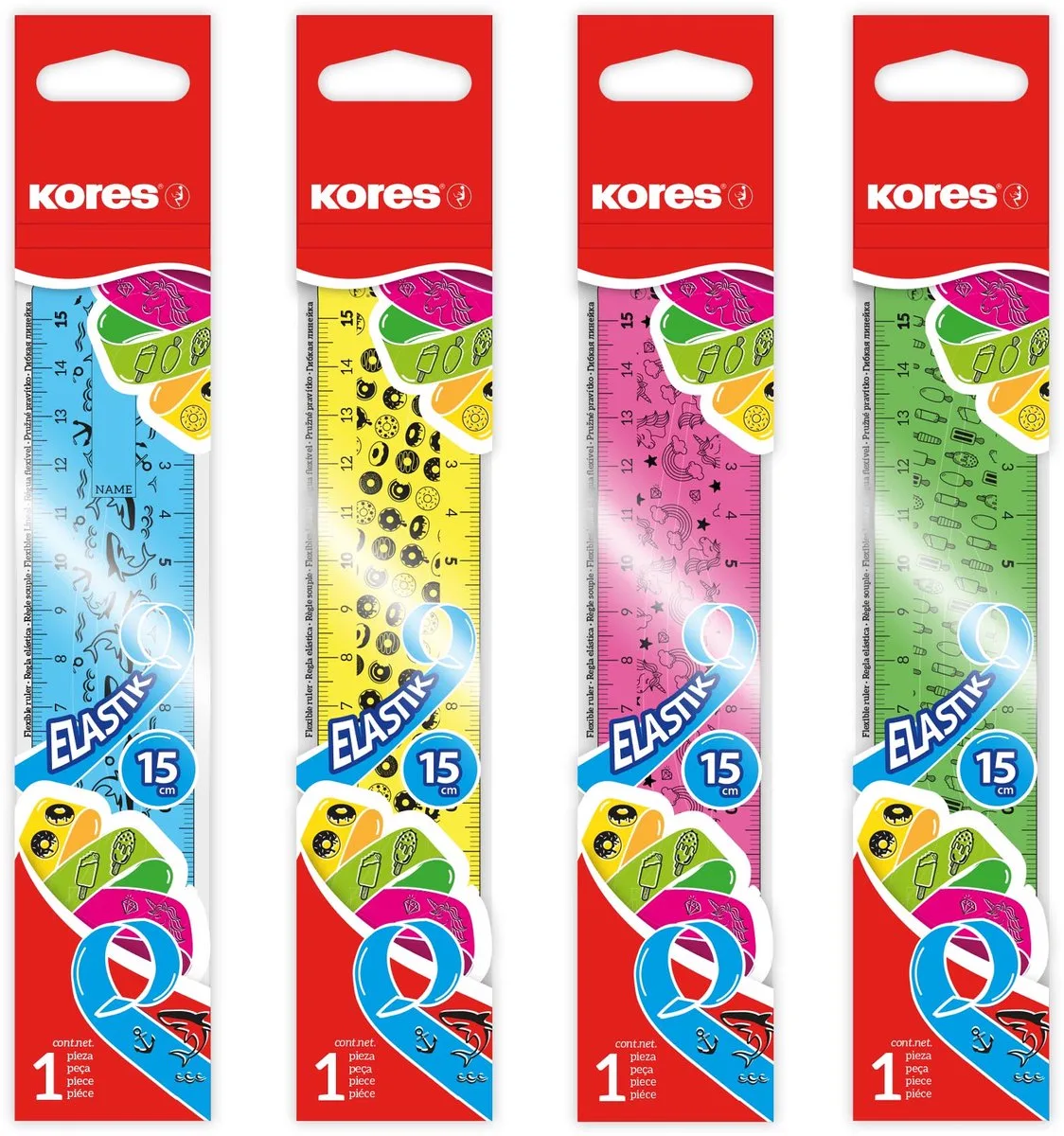 Liniaal Kores, "Flex 15cm", in polybag de Kores en Jaune – photo produit