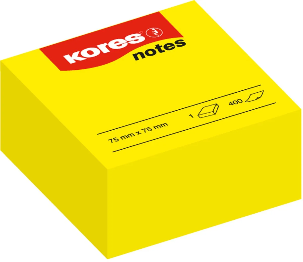 memoblok kubus 'notes', 75 x 75 mm, blanco von Kores in Gelb – Produktfoto