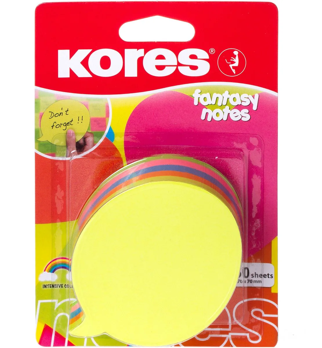 memoblok notes tekstballon "SPEAK" 70x70mm 250vel in 5 kleuren N48707 by Kores in Pink – product photo