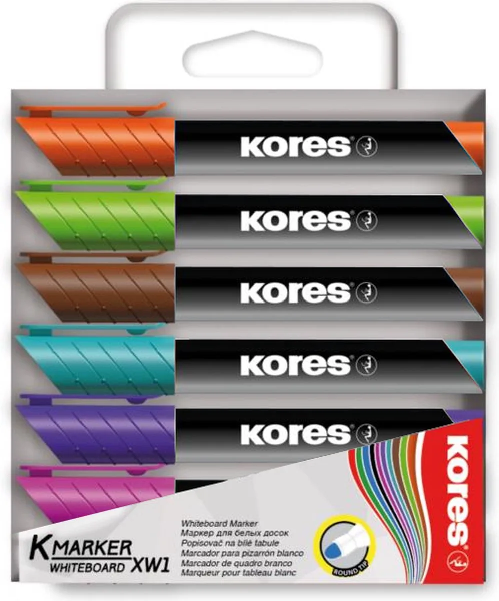 Permanent-Marker ´K MARKER´, Rundspitze, 6er Etui von Kores in Mehrfarbig – Produktfoto