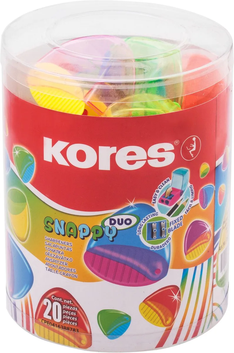Puntenslijper Kores, "Snappy Duo", 2-gaats met container de Kores en Multicolore – photo produit