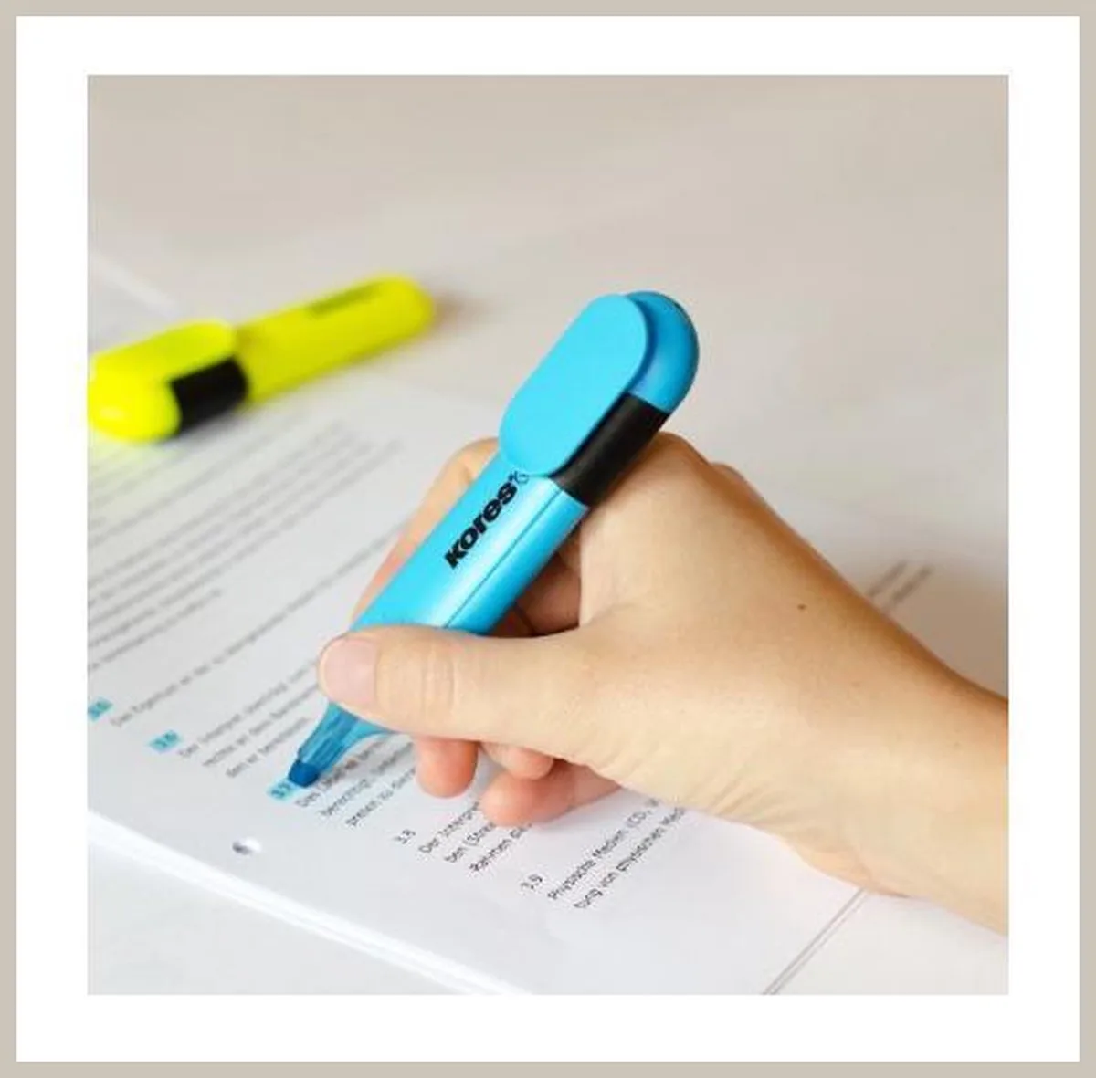 Tekstmarker Kores Bright Liner beitelpunt 0.5 - 5mm, set 6 stuks de Kores en Jaune – photo produit