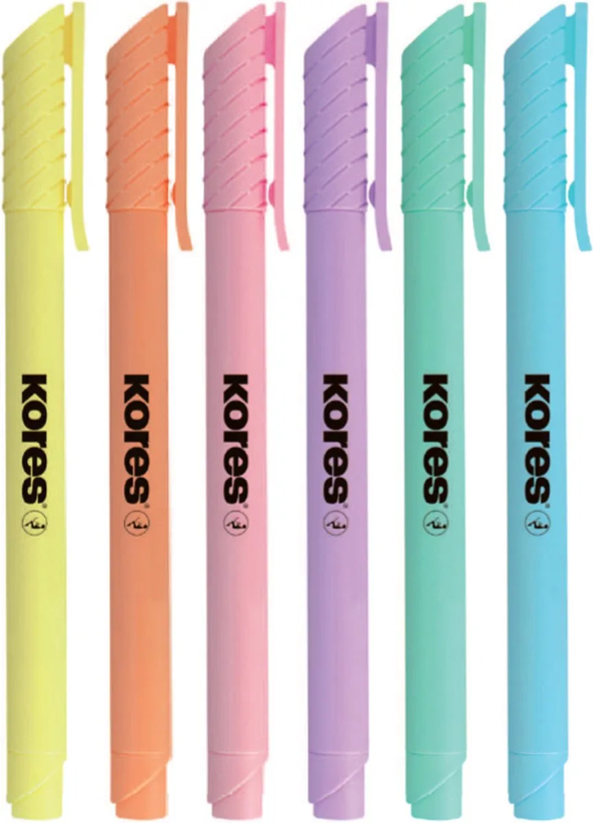 Tekstmarker Kores High Liner Pastel, beitelpunt 3mm, set 6 stuks by Kores in Multicolour – product photo