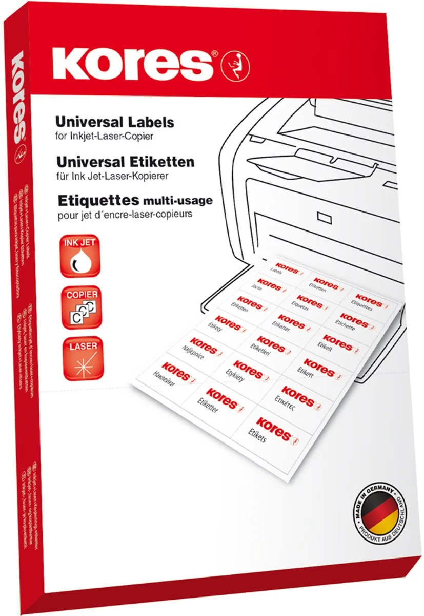 universele etiketten, 210 x 148 mm, zonder rand från Kores i Blå – produktbild