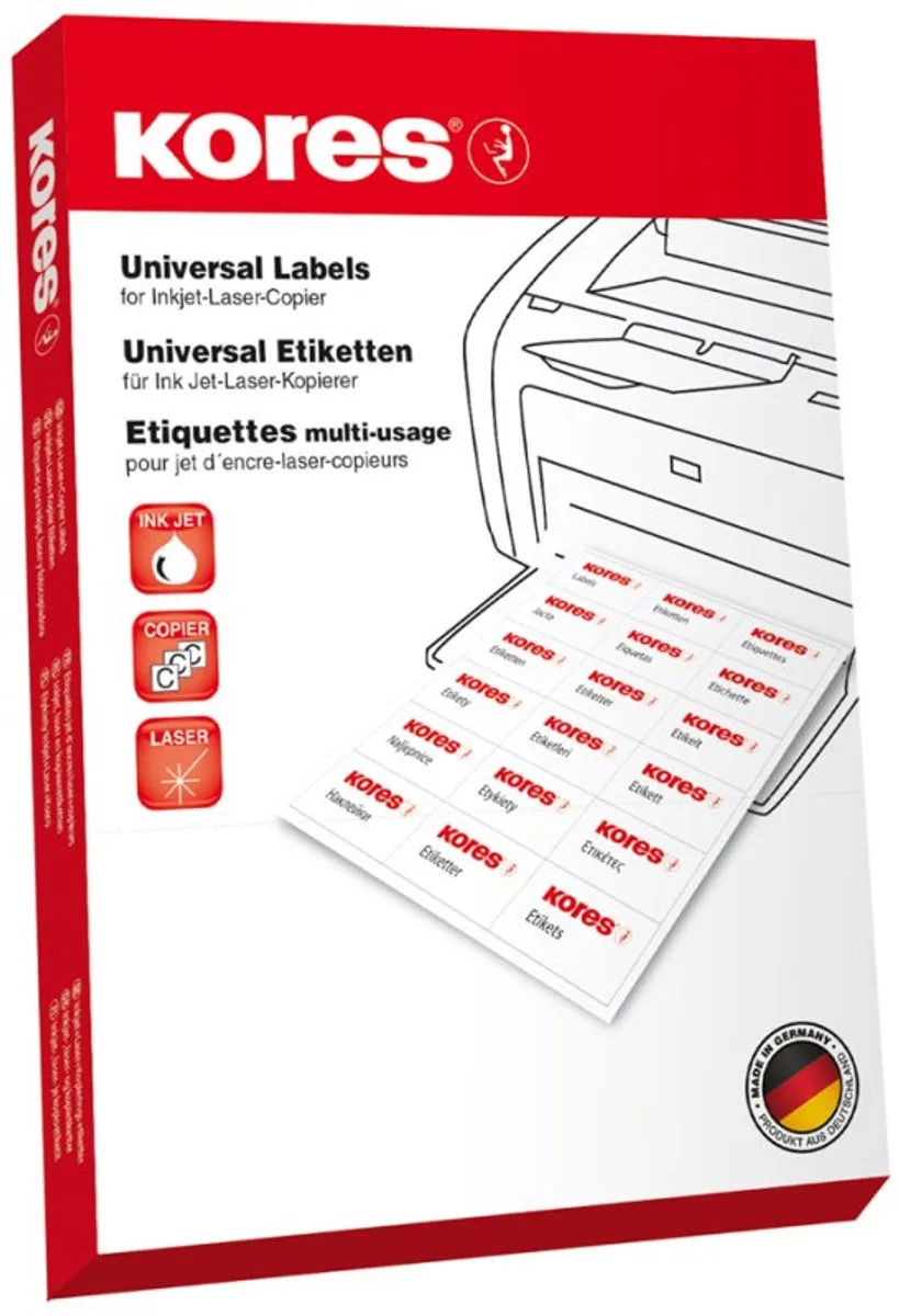 universele etiketten, 70×41 mm, 100 vel by Kores in White – product photo