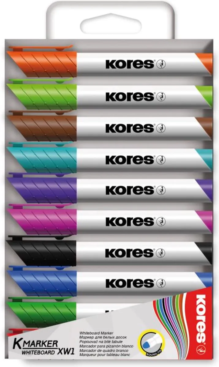Whiteboard & Flipovermarkers XW1 ronde punt etui 10 stuks van Kores in Meerkleurig – productfoto