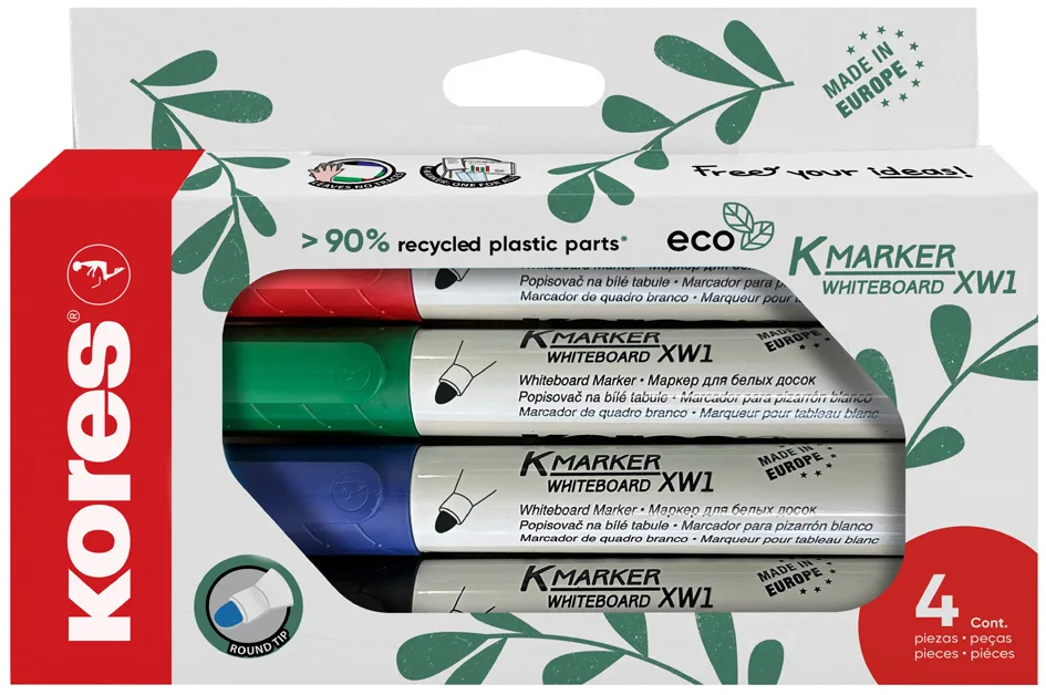 Whiteboard-Marker , ECO XW1, , 4er Etui de Kores – photo produit