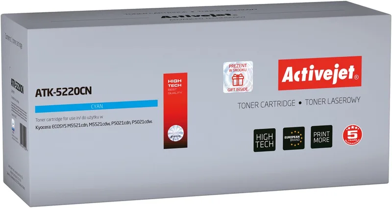 ActiveJet ATK-5220CN Toner voor Kyocera-printer; Kyocera TK-5220C vervanging; Opperste; 1200 pagina's; cyaan. by Kyocera in Yellow – product photo