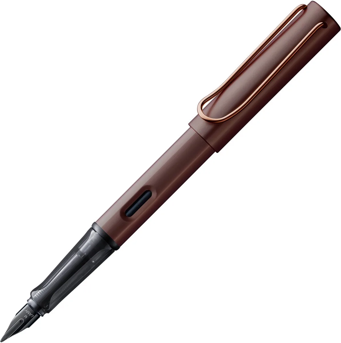 Lx vulpen 090 – Elegante vulpen van aluminium in met edelmetaalafwerking en zwarte PVD-staalpenpunt – Inclusief LAMY T 10 inktpatroon in blauw en geschenkverpakking van Lamy in Bruin – productfoto