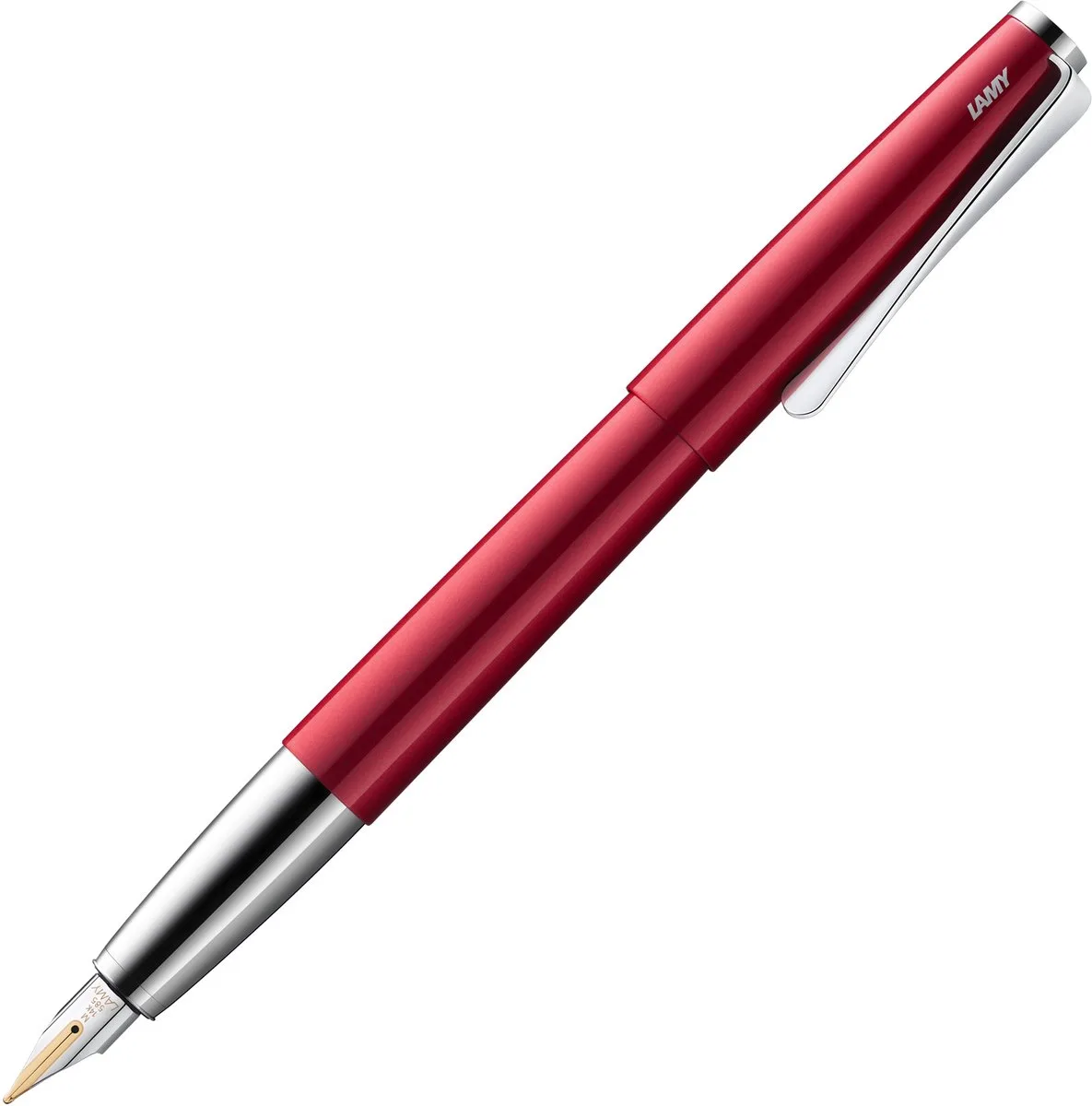 studio Vulpen | Glanzend piano rood gelakt | geheel metalen lichaam | 14 kt. goudfeder, gedeeltelijk geplatineerd M | Incl. LAMY T 10 blauwe patroon von Lamy in Pianored – Produktfoto