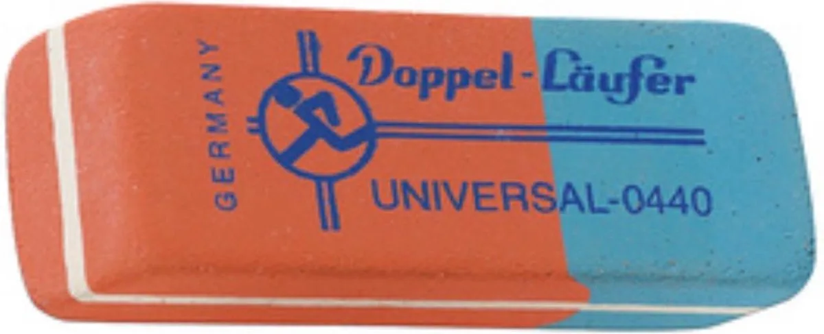 dubbele gum universeel - rood voor potlood, voor inkt van Läufer in Blauw – productfoto