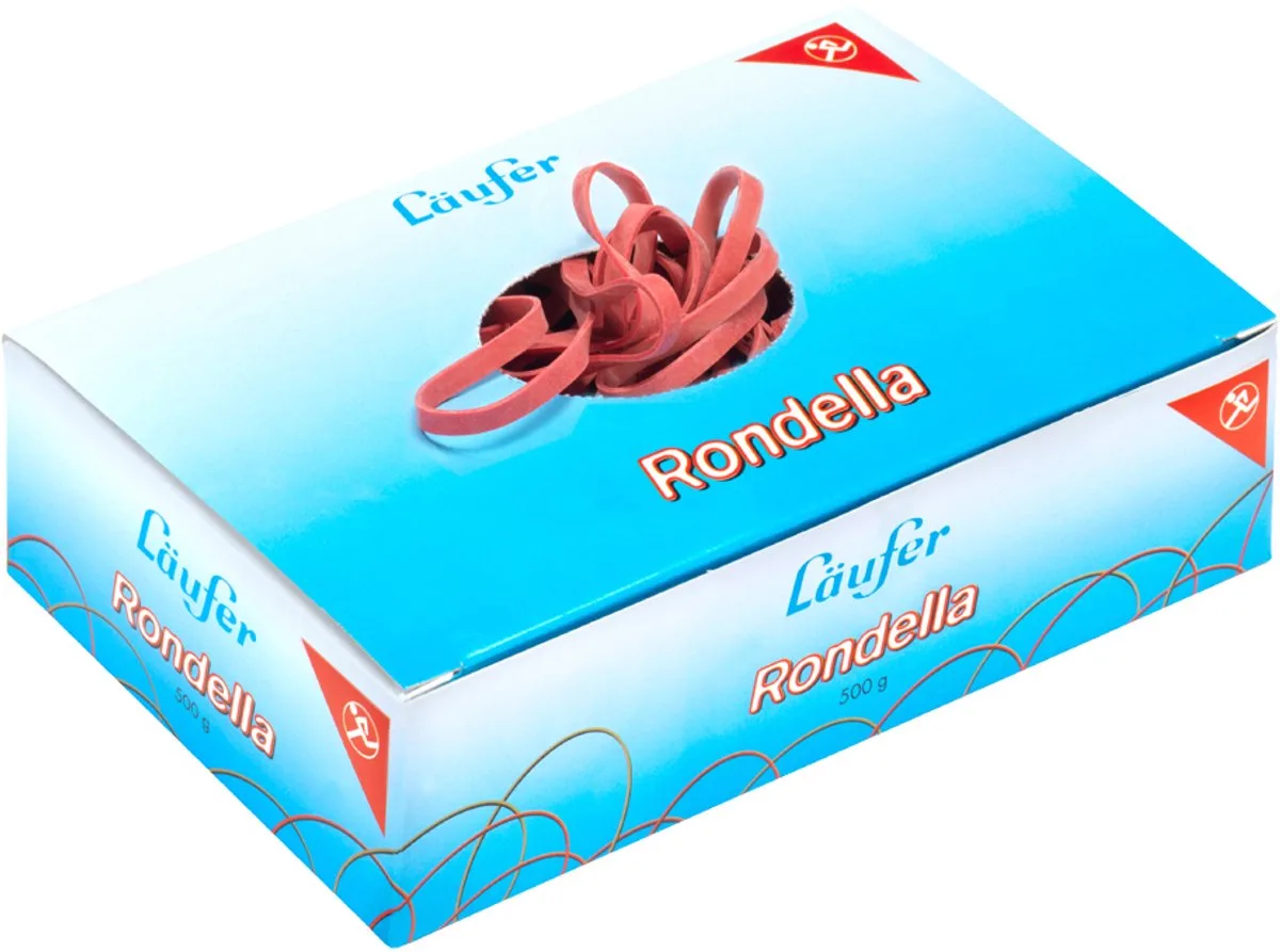 elastieken RONDELLA in doos - 500 g, 100 x 5 mm, rood van Läufer – productfoto