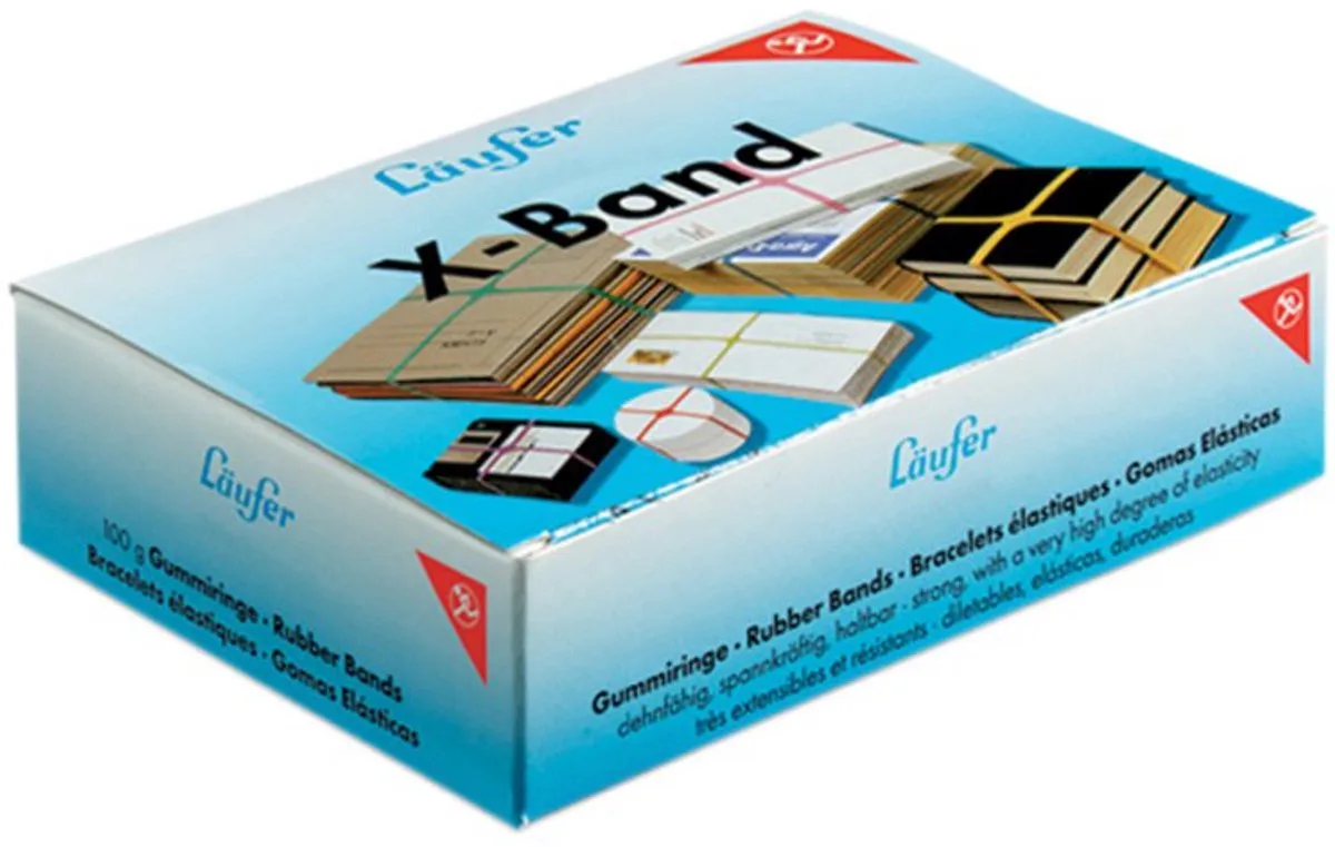 Elastieken X-band gekleurd assortiment, 100×11 mm, 500 g de Läufer – photo produit