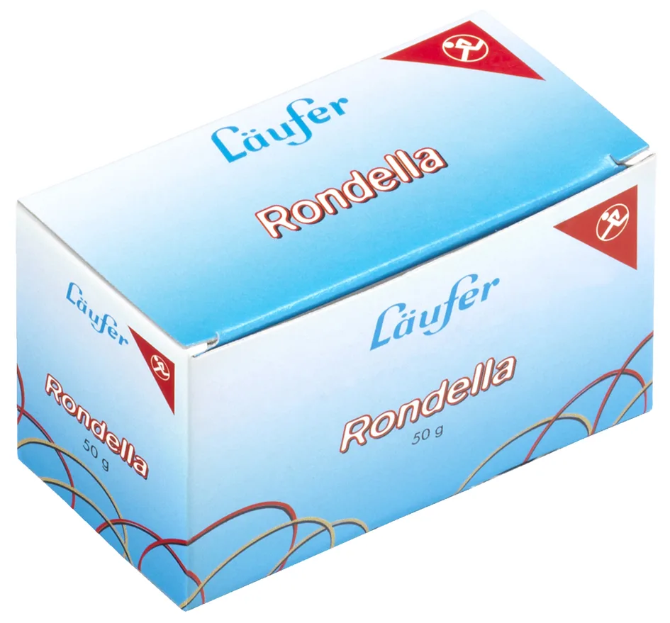 Gummiringe RONDELLA im Karton, rot, 100 mm, 100 g fra Läufer – produktbillede