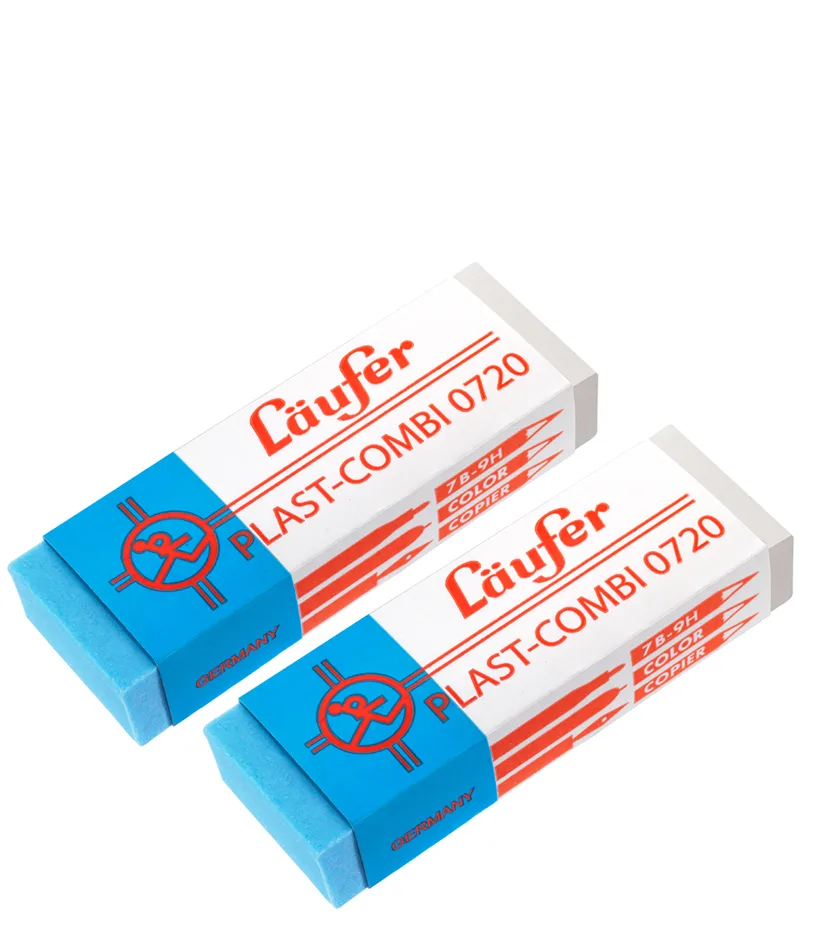 Kunststoff-Radierer PLAST COMBI, 2er Blisterkarte van Läufer – productfoto
