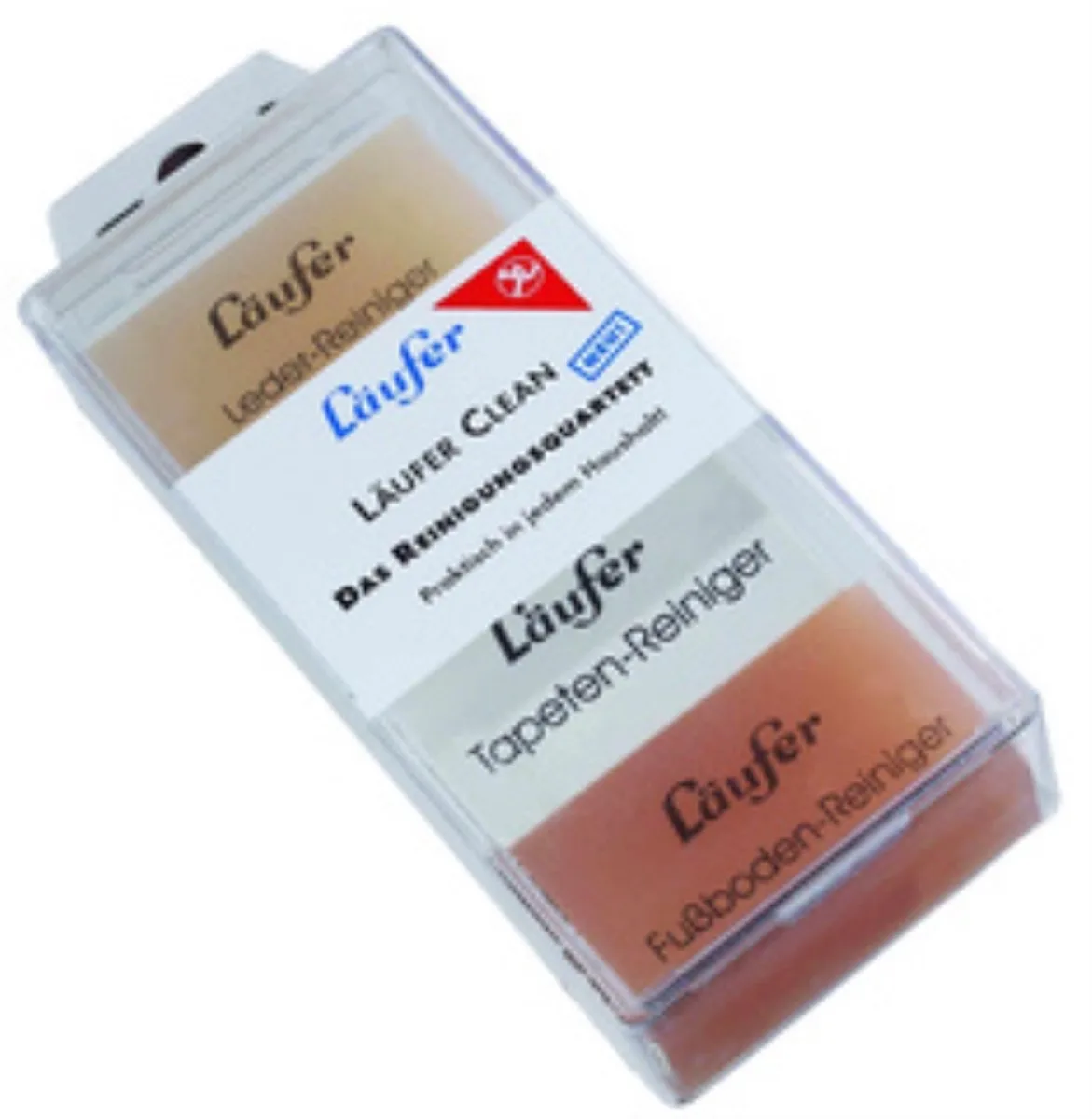 reinigingsset met 4 speciale gummen in transparante box van Läufer in Bruin – productfoto