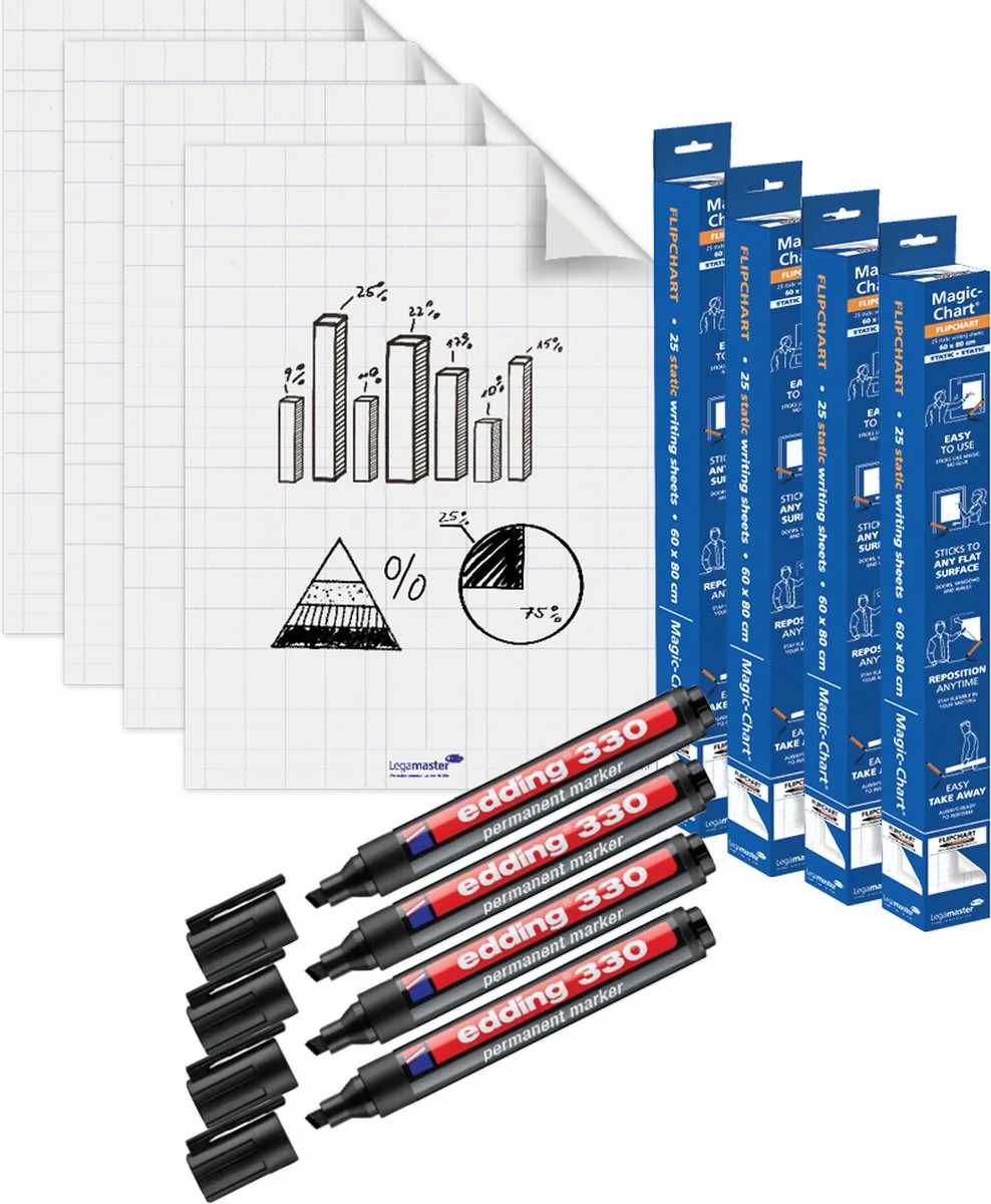 Magic-Chart flipover folie (met ruitjes) 60x80cm - 4 STUKS från Legamaster – produktbild