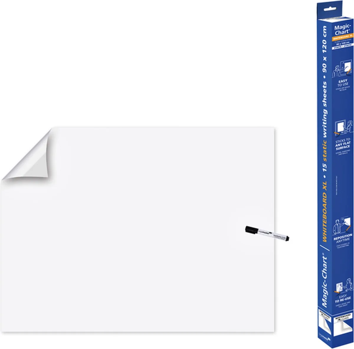 magic-chart - whiteboard folie - 90x120cm - wit - 15 vel fra Legamaster – produktbillede