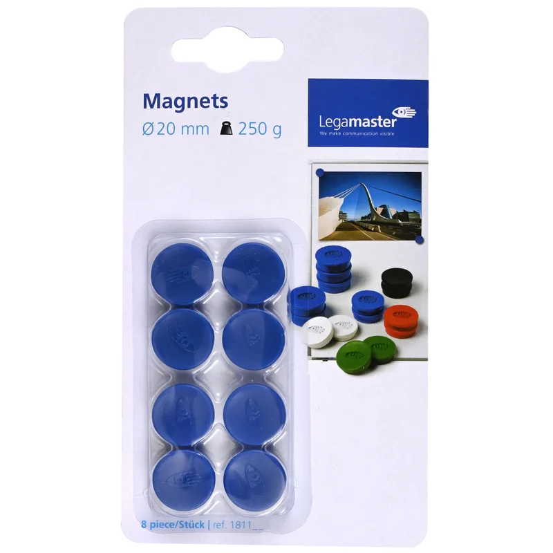 Magneet legamaster 20mm 250gr blauw 8 stuks van Legamaster – productfoto