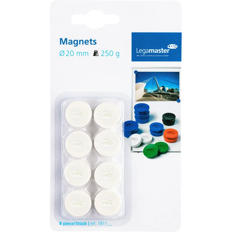 Magneet legamaster 20mm 250gr wit 8 stuks by Legamaster – product photo