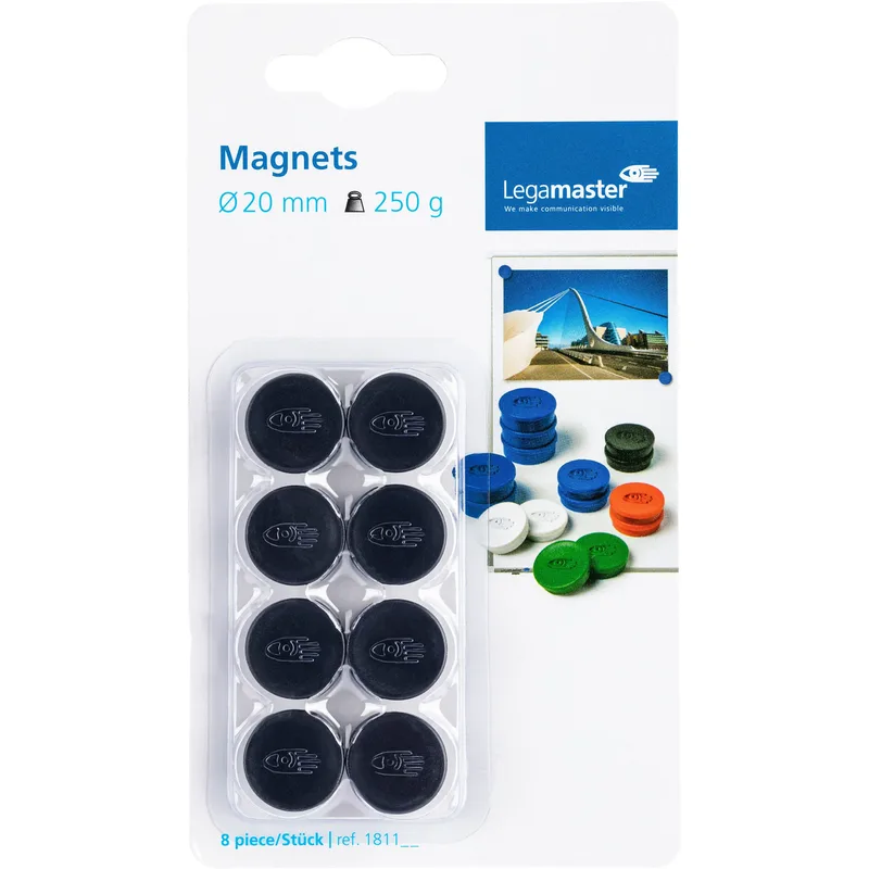 Magneet legamaster 20mm 250gr zwart 8 stuks by Legamaster – product photo